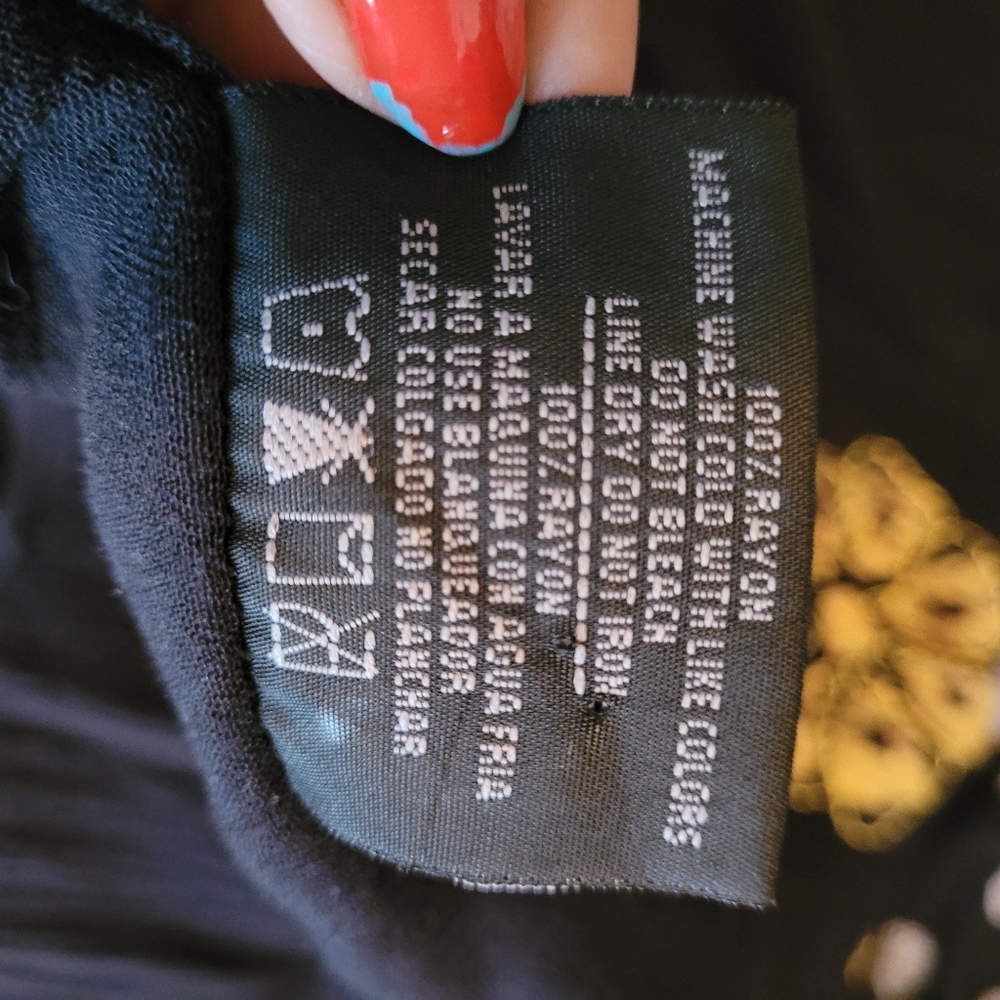 Ocean Breeze black and gold dress with floral prin - Picture 5 of 5